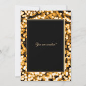 Black & Gold Glam Lights Holiday Dinner Party Kaart (Achterkant)