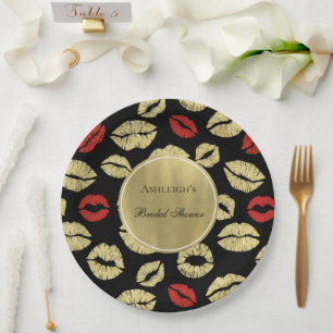 Black Gold Glam Lips Vrijgezellenfeest Papieren Bordje