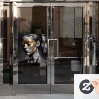 Black & Gold Glam Luxe Gouden Gezichts Kunst Salon Raamsticker