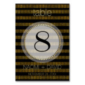 Black Gold Glam Stripes Wedding Table Number Kaart (Achterkant)