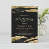 Black Gold Glitter 16e verjaardag Kaart (Staand voorkant)