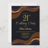 Black Gold Glitter 21e verjaardag Kaart (Voorkant)