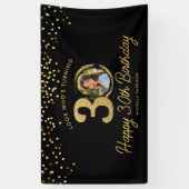 Black Gold Glitter 30e verjaardagsfeest Uw foto Spandoek (Verticaal)