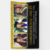 Black Gold Glitter 3 Photo Collage Congring Afstud Spandoek (Verticaal)