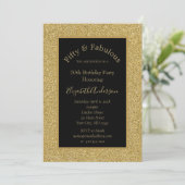 Black Gold Glitter 50 Fabulous Birthday Invitation (Staand voorkant)