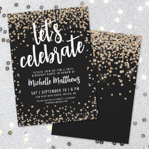 Black Gold Glitter 50th Birthday Kaart