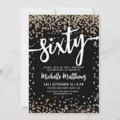 Black Gold Glitter 60th Birthday Kaart (Voorkant)