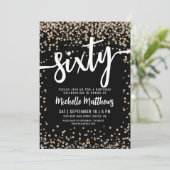 Black Gold Glitter 60th Birthday Kaart (Staand voorkant)