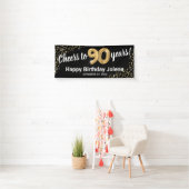 Black Gold Glitter 90th Birthday Spandoek (Insitu)