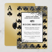 Black Gold Glitter Aas van Clubs Kaart (Voorkant / Achterkant)