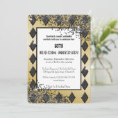 Black Gold Glitter Aas van Diamanten Uitnodiging (Staand voorkant)