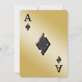 Black Gold Glitter Aas van Diamanten Uitnodiging (Achterkant)