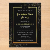 Black Gold Glitter Acryl Afstuderen Uitnodiging Acryl Uitnodigingen (Voorkant)