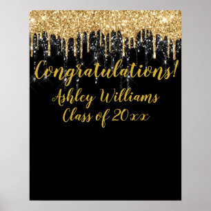 Black Gold Glitter Afstuderen Photo Prop Afstudeer Poster