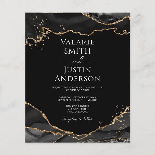 Black Gold Glitter Agate Wedding (Voorkant)
