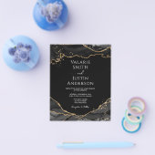 Black Gold Glitter Agate Wedding Invitation Flyer (Enkel)