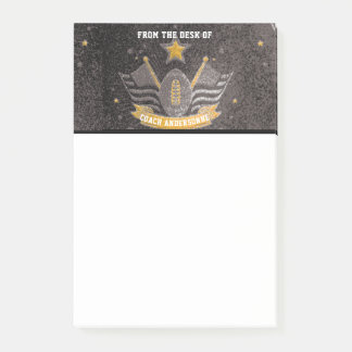 Black Gold Glitter Amerikaanse Football Coach Vade Post-it® Notes