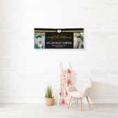 Black Gold Glitter Calligraphy Afstuderen Foto Spandoek (Insitu)