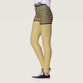 Black Gold Glitter Checkered Girly Trendy Pattern Leggings (Links)