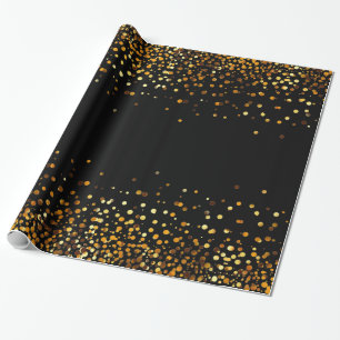 Black Gold Glitter Confetti Faux Foil Cadeaupapier