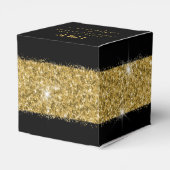 Black Gold Glitter Confetti Square Heart Bedankdoosjes (Achterkant)