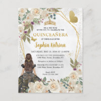 Black Gold Glitter Floral Princess Quinceañera