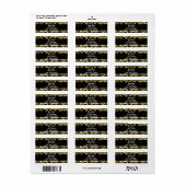 Black Gold Glitter Glam Chic Squares Adres Label (Full Sheet)