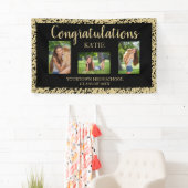 Black Gold Glitter Graduparty foto Spandoek (Insitu)