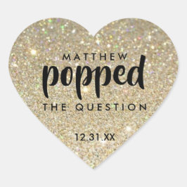 Black Gold Glitter Hij heeft de vraag beantwoord Hart Sticker