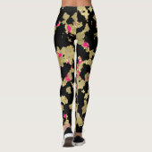 Black Gold Glitter Hot Pink Abstract Peeling Glam Leggings (Achterkant)