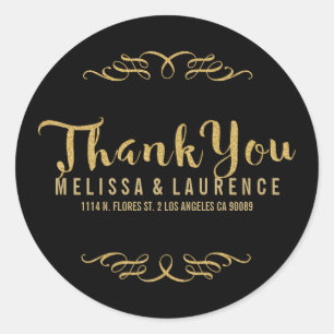Black & Gold Glitter Lijst dank u moderne tekst Ronde Sticker