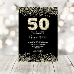 Black Gold Glitter Mannen vrouwen 50e verjaardag Kaart