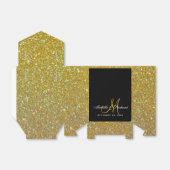 Black Gold Glitter Monogram Weddenschap Vor Box Bedankdoosjes (Uitgevouwen)