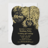 Black Gold Glitter Ornamenten Holiday Glam Party Kaart (Voorkant)