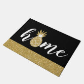 Black Gold Glitter Pineappel Home Feminine Chic Deurmat (Schuin)