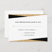 Black & Gold Glitter Professionele RSVP (Voorkant / Achterkant)