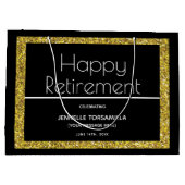 Black Gold Glitter Retirement Party Groot Cadeauzakje (Achterkant)