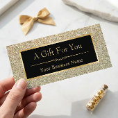 Black Gold Glitter Sparking Gift Certificate Kaart