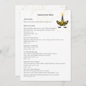 Black Gold Glitter Unicorn AFSTUDEREN MENU Kaart (Voorkant / Achterkant)