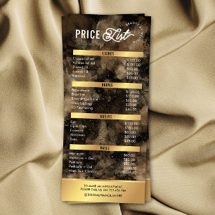 Black & Gold Glitter Waterverf Salon prijslijst Reclamekaart