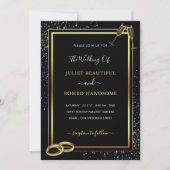 Black Gold Glitter Wedding Invitation Sjabloon (Voorkant)