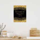Black Gold Glitter Welkom bruiloft Poster (Keuken)