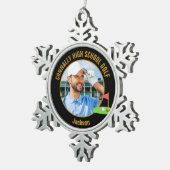 Black Gold Golfer Photo High School Golf Team Tin Sneeuwvlok Ornament (Rechts)