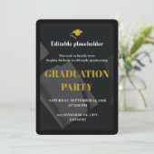 Black Gold Graduation Party Editable Invitation (Debout devant)