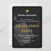 Black Gold Graduation Party Editable Invitation (Devant)