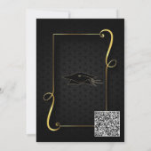 Black Gold Graduation Party Uitnodiging en QR-code (Achterkant)