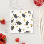 Black Gold Graduing Caps Stars Pattern Servet (Insitu)