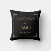 Black Gold Great Gatsby Art Déco Mariage Coussins (Recto)