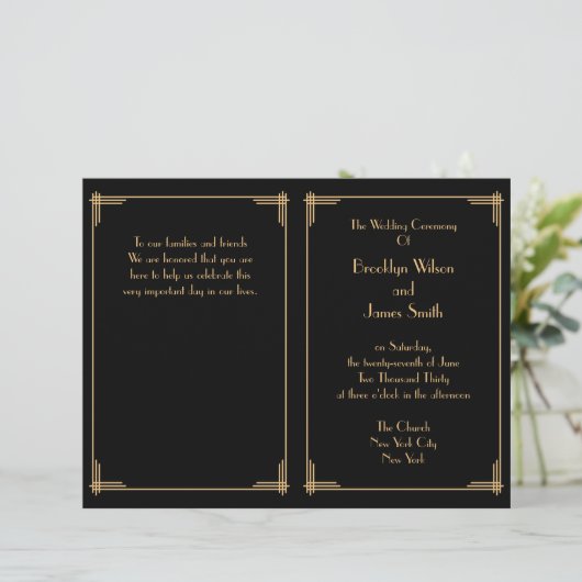 Black Gold Great Gatsby Art Déco Programmes de mar (Debout devant)