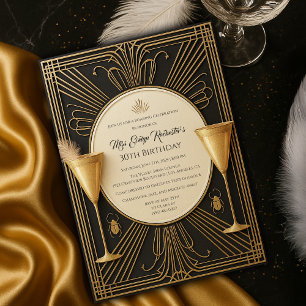 Black Gold Great Gatsby Milestone Verjaardag Kaart
